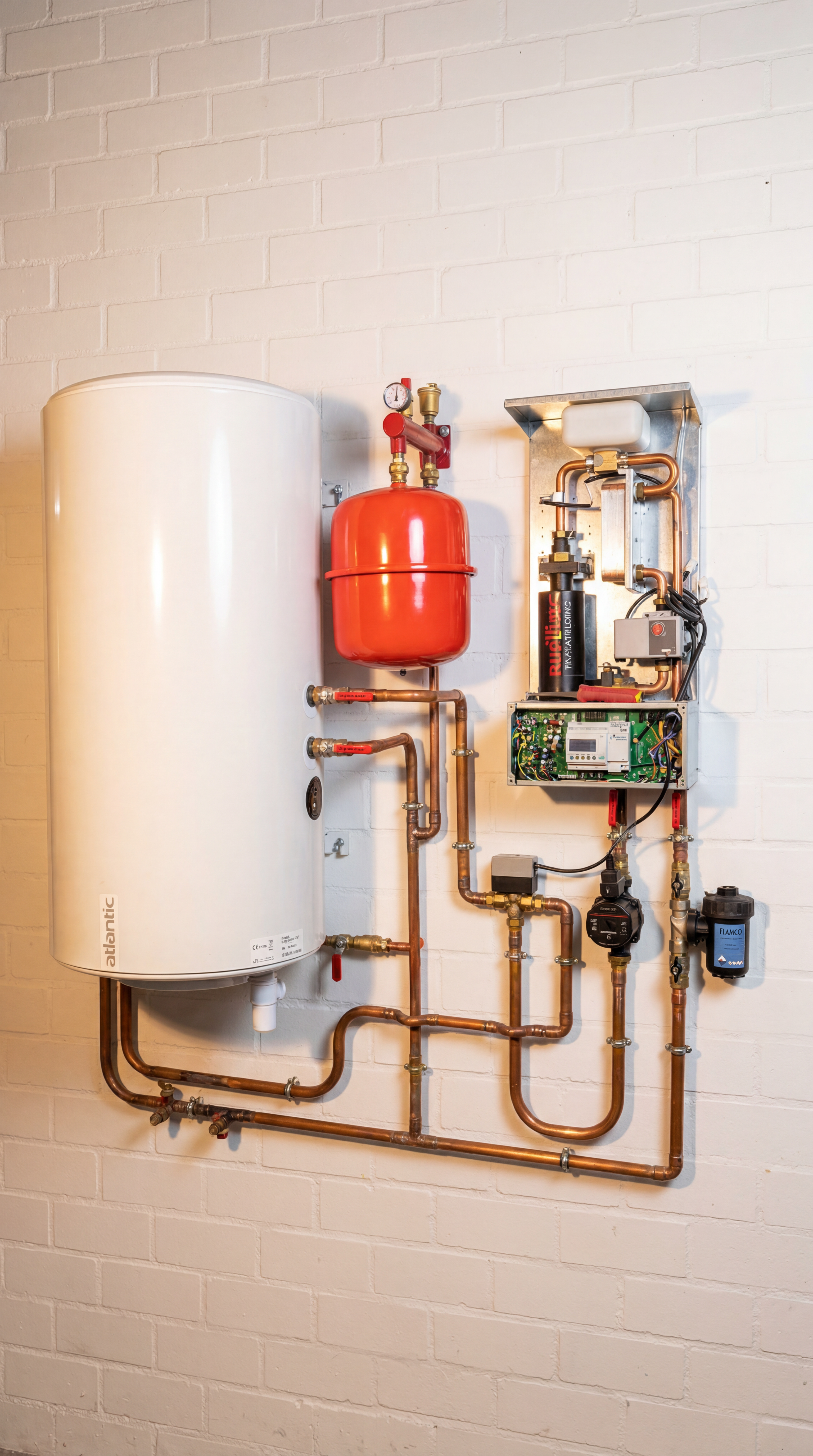 Installation ECS sur mur en brique